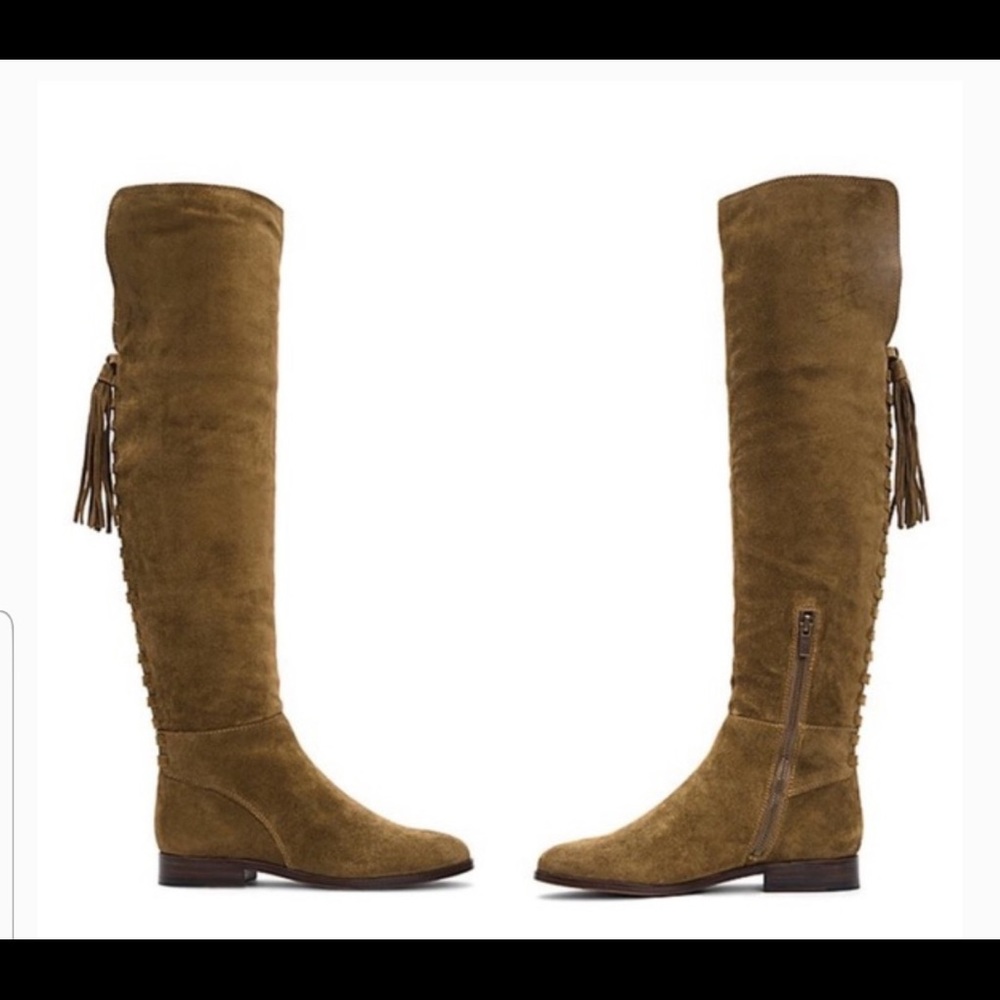 Frye tan suede over the boots